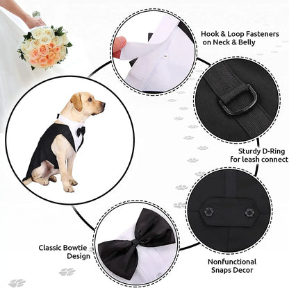 Luxury Gentleman's Tuxedo Suit - Premium Formal Outfit with Bow Tie for Dogs