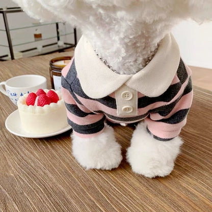 Luxury Striped Polo Shirt - Summer Cooling Vest for Small & Medium Dogs