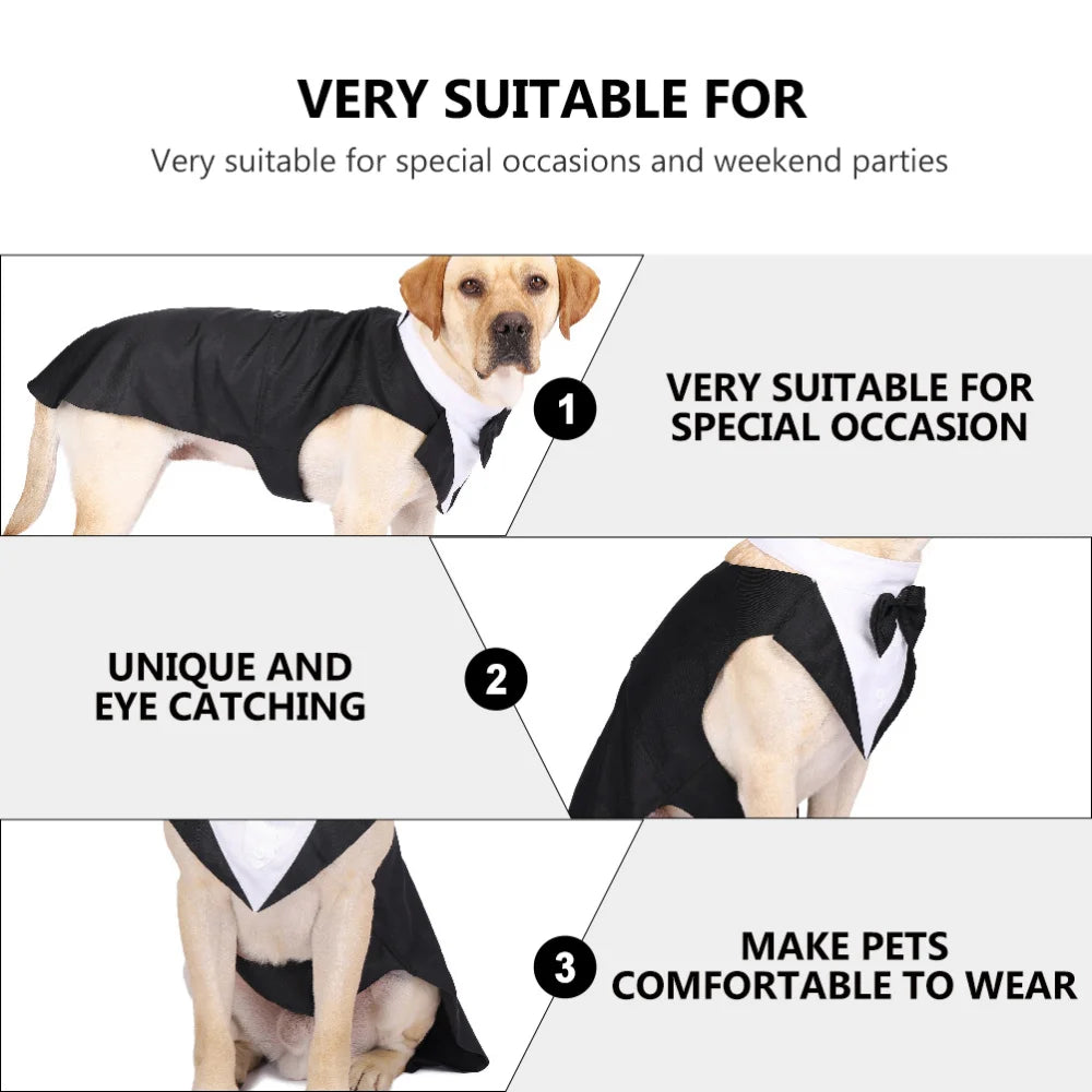Luxury Gentleman's Tuxedo Suit - Premium Formal Outfit with Bow Tie for Dogs