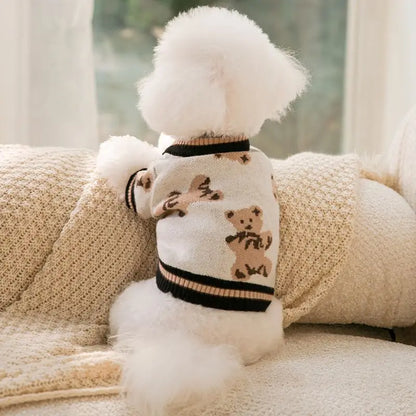 Luxury Knitted Cardigan Sweater - Winter Warm Outfit for Small Dogs