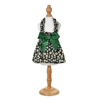 Elegant Cyan Floral Dress - Sleeveless Summer Princess Dress for Small Dogs & Cats