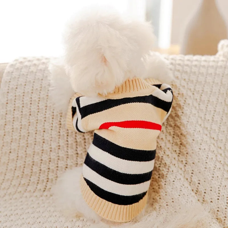 Luxury Striped Cardigan Sweater - Winter Warm Coat for Chihuahuas & Small Dogs