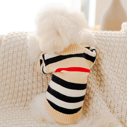 Luxury Striped Cardigan Sweater - Winter Warm Coat for Chihuahuas & Small Dogs