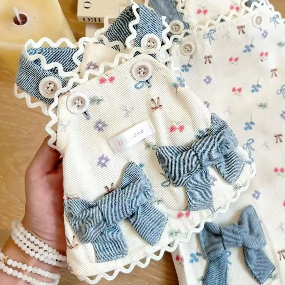 Adorable Cowboy Vest Skirt with Bear Print - Denim-Style Dress for Small Dogs & Cats