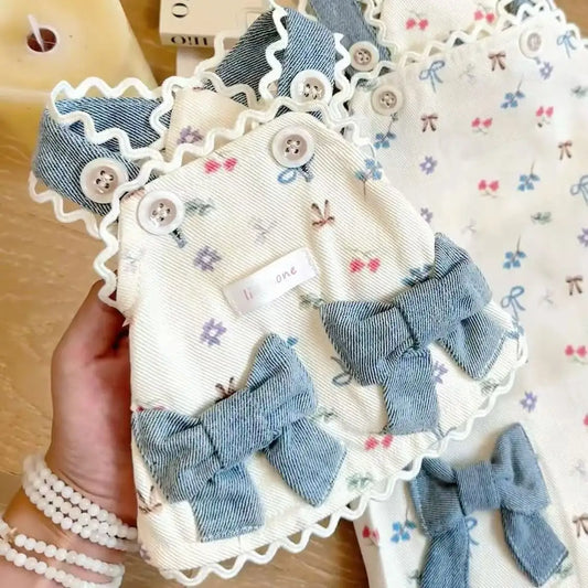 Adorable Cowboy Vest Skirt with Bear Print - Denim-Style Dress for Small Dogs & Cats