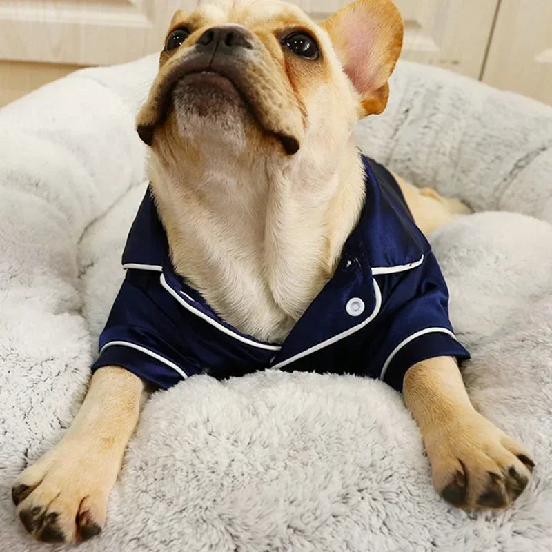 Luxury Silk-Touch Pajama Shirt - Premium Sleepwear for Small Dogs & Cats