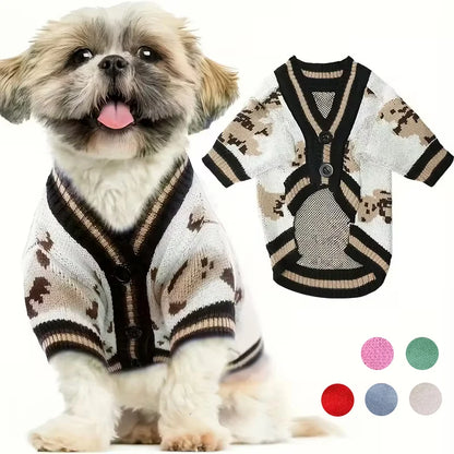 Luxury Knitted Cardigan Sweater - Winter Warm Outfit for Small Dogs
