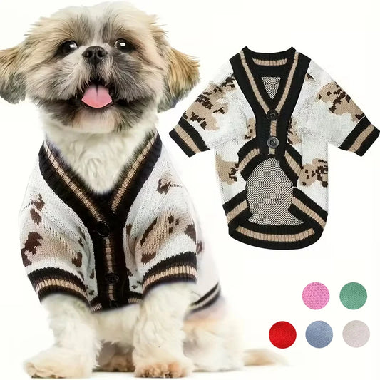 Luxury Knitted Cardigan Sweater - Winter Warm Outfit for Small Dogs