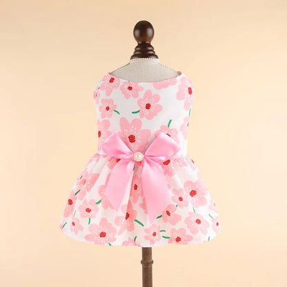 Luxury Princess Bow Dress - Striped & Plaid Summer Dress for Cats & Small Dogs