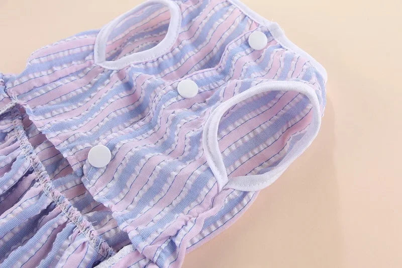 Luxury Princess Bow Dress - Striped & Plaid Summer Dress for Cats & Small Dogs