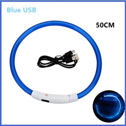 LED Safety Collar - USB Rechargeable Glowing Dog Collar for Night Visibility