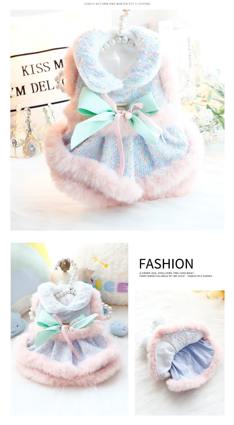 Luxury Princess Dress Coat - Warm Elegant Outfit for Small Dogs