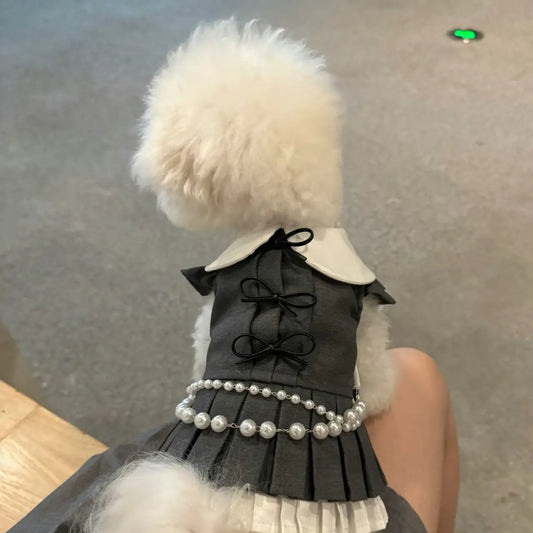 Cute Pleated Skirt Dress - Korean Style Pet Fashion for Small to Medium Dogs & Cats