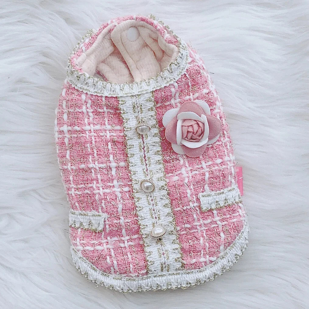 Classic Plaid Princess Dress Coat - 100% Cotton Designer Outfit for Small Dogs & Cats