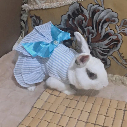 Luxury Princess Bow Dress - Striped & Plaid Summer Dress for Cats & Small Dogs