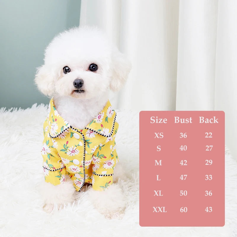 Elegant Floral Pet Pajamas - Luxury Sleepwear Jumpsuit for Small Dogs & Cats