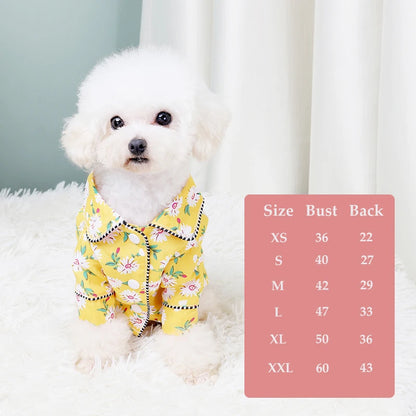 Elegant Floral Pet Pajamas - Luxury Sleepwear Jumpsuit for Small Dogs & Cats