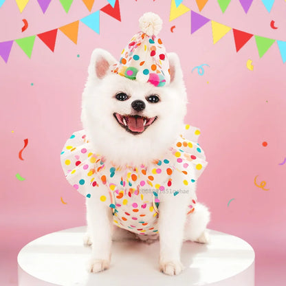 Luxury Birthday Collar & Bandana Set - Polka Dot Party Accessories for Dogs & Cats