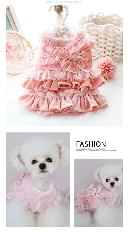 Luxury Multi-Layer Pleated Princess Coat - Designer Winter Jacket for Small Dogs & Cats