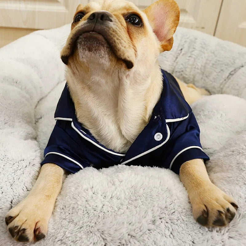 Luxury Silk-Touch Pajama Shirt - Premium Sleepwear for Small Dogs & Cats