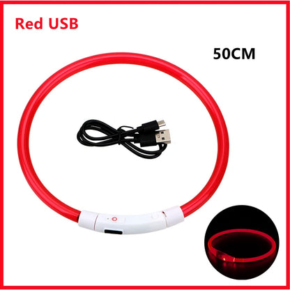 LED Safety Collar - USB Rechargeable Glowing Dog Collar for Night Visibility