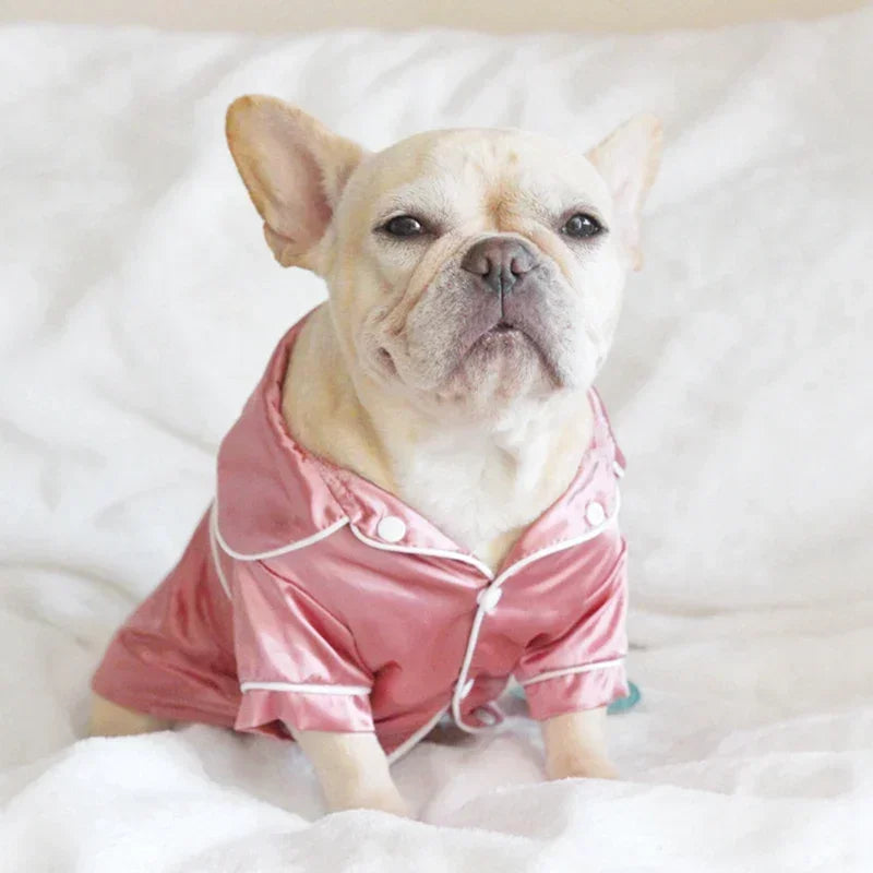 Luxury Silk-Touch Pajama Shirt - Premium Sleepwear for Small Dogs & Cats