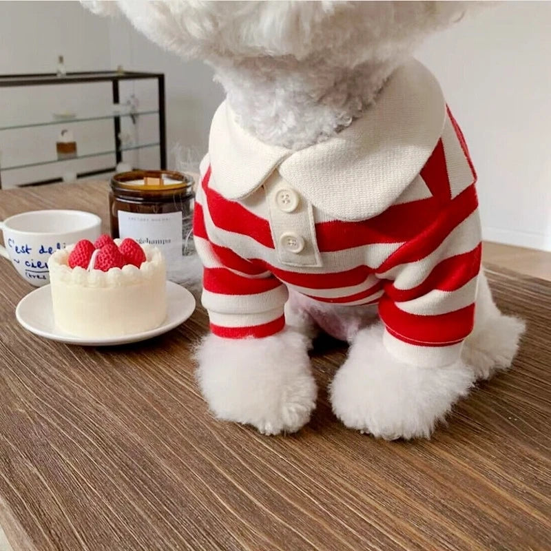 Luxury Striped Polo Shirt - Summer Cooling Vest for Small & Medium Dogs