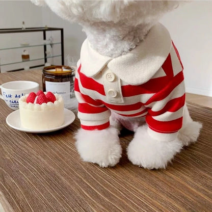 Luxury Striped Polo Shirt - Summer Cooling Vest for Small & Medium Dogs