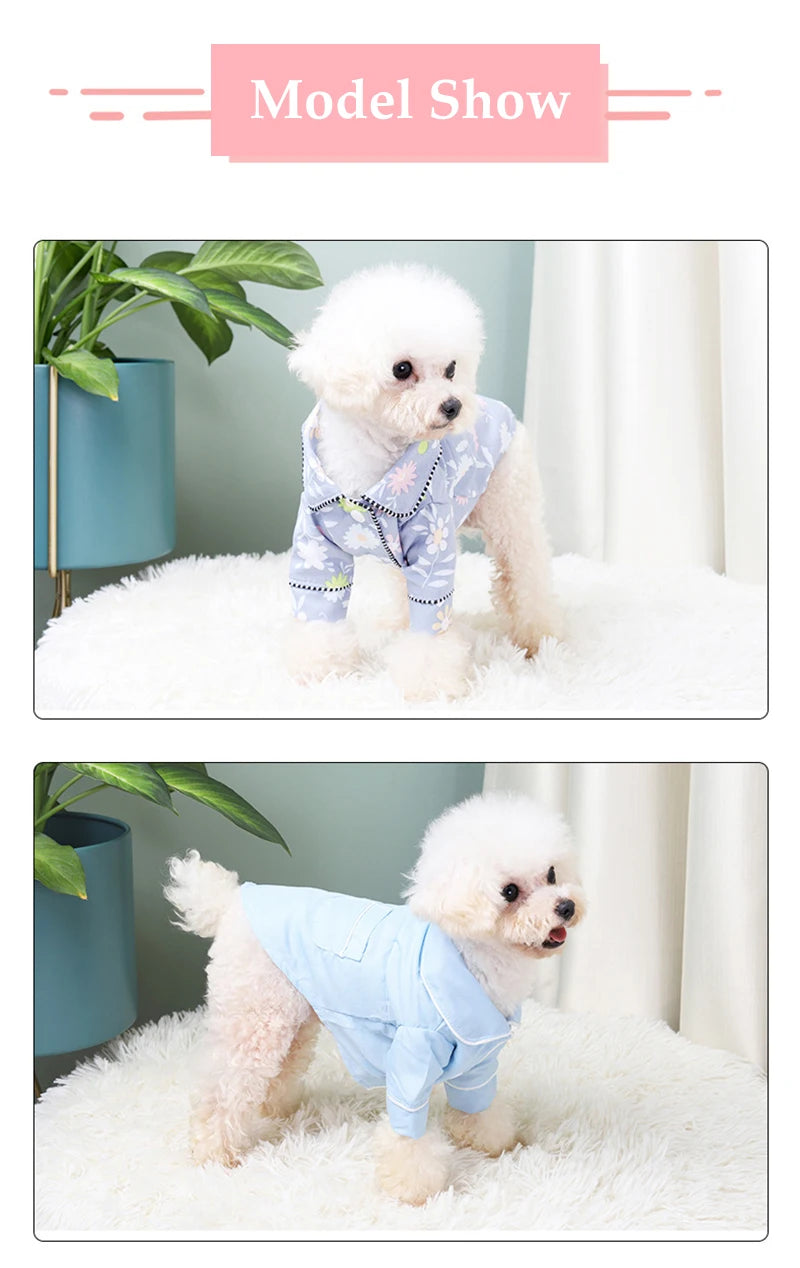 Elegant Floral Pet Pajamas - Luxury Sleepwear Jumpsuit for Small Dogs & Cats