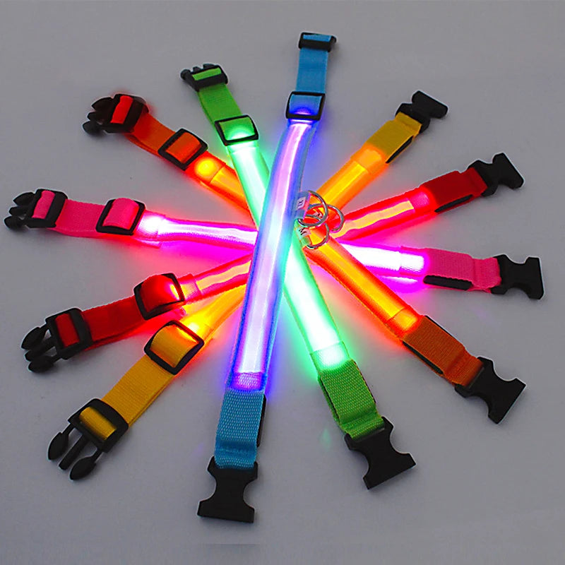 LED Safety Collar - USB Rechargeable Glowing Dog Collar for Night Visibility