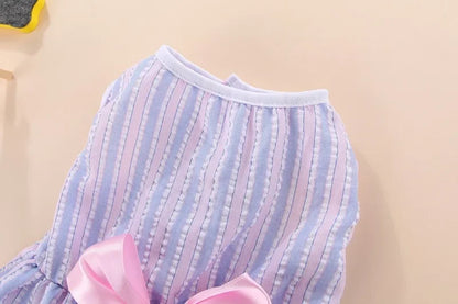 Luxury Princess Bow Dress - Striped & Plaid Summer Dress for Cats & Small Dogs
