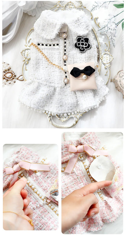Pretty Princess Dress with Pearl Bowknot for Small Dogs & Cats