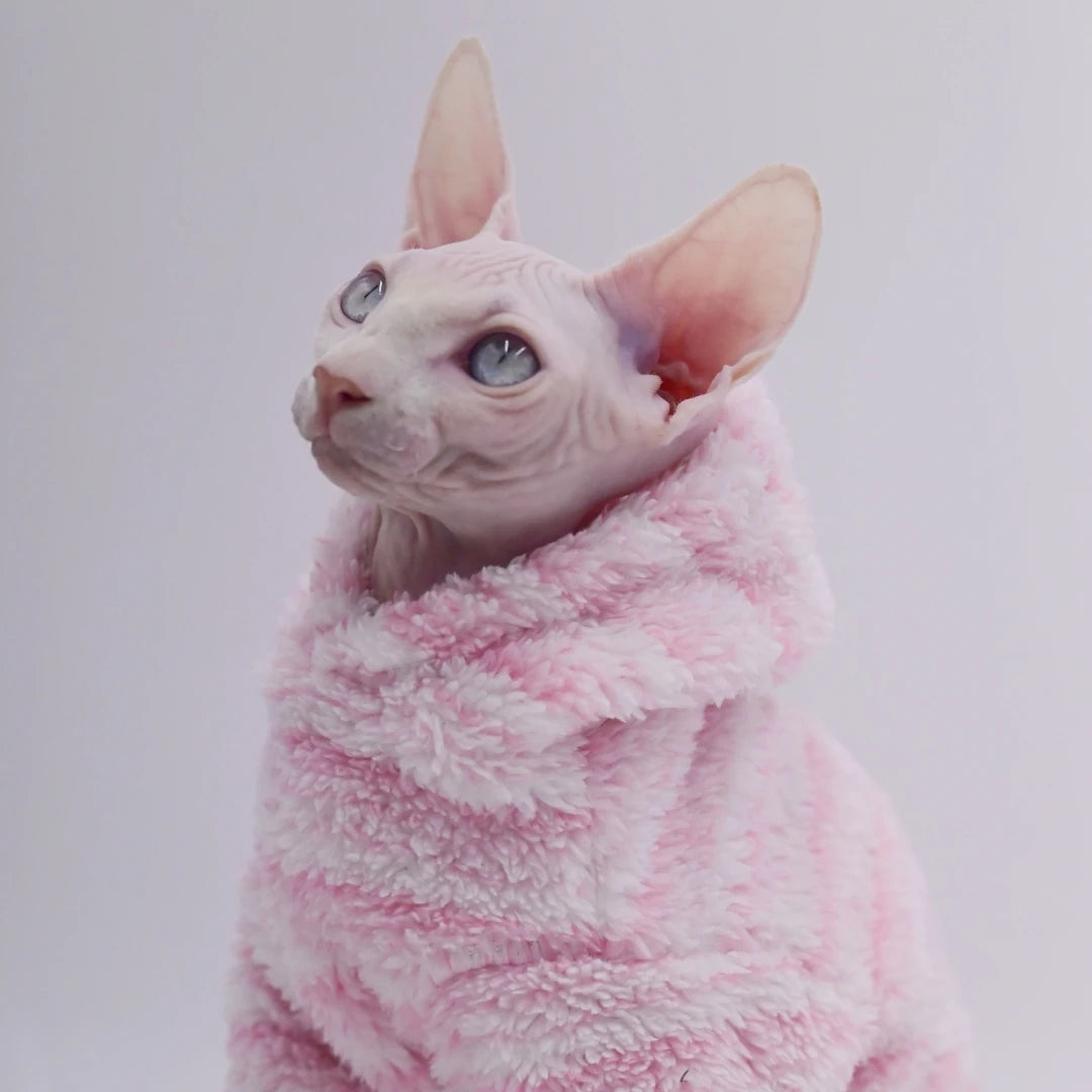 Luxury MinkFleece Cat Cardigan - Winter Jacket for Sphinx & Hairless Cats
