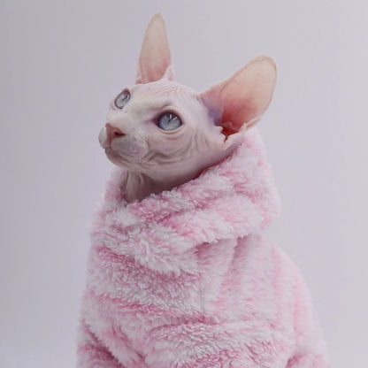 Luxury MinkFleece Cat Cardigan - Winter Jacket for Sphinx & Hairless Cats
