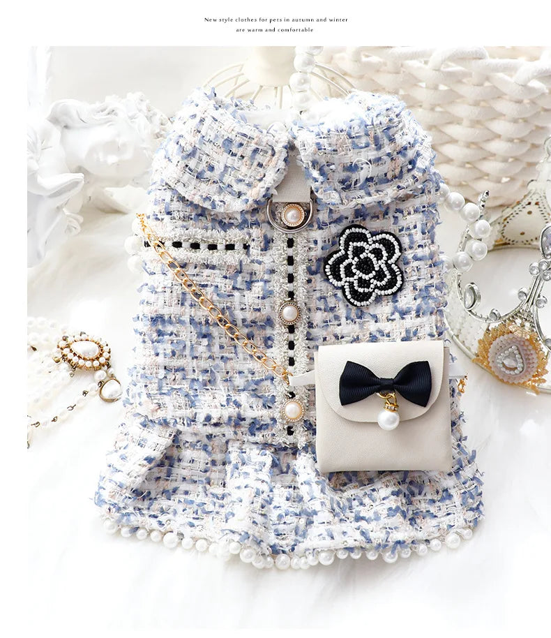 Pretty Princess Dress with Pearl Bowknot for Small Dogs & Cats