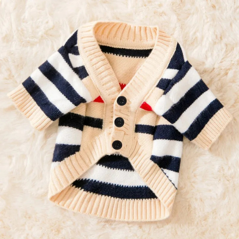 Luxury Striped Cardigan Sweater - Winter Warm Coat for Chihuahuas & Small Dogs