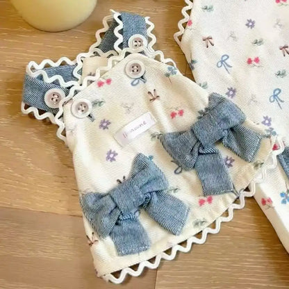 Adorable Cowboy Vest Skirt with Bear Print - Denim-Style Dress for Small Dogs & Cats