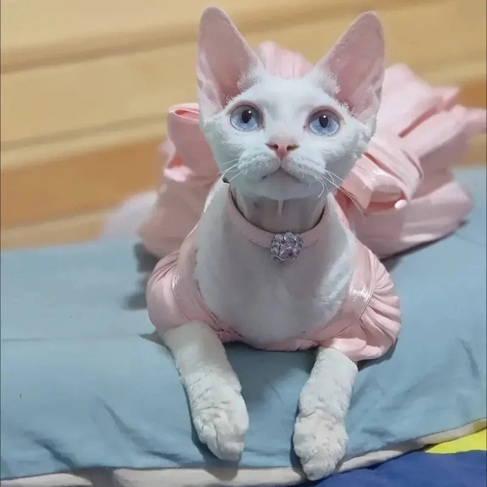 Luxury Bow Wedding Dress - Formal Gown for Sphynx Cats & Small Dogs