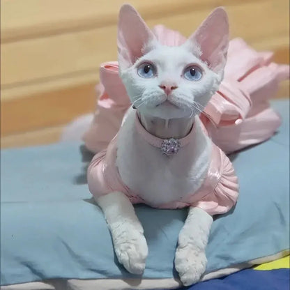 Luxury Bow Wedding Dress - Formal Gown for Sphynx Cats & Small Dogs