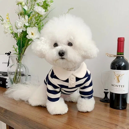 Luxury Striped Polo Shirt - Summer Cooling Vest for Small & Medium Dogs