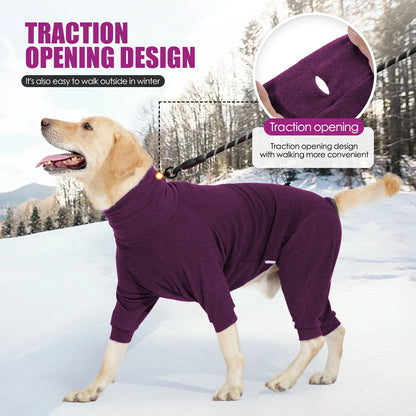 Cozy Fleece Dog Jumpsuit - Warm Winter Overalls for Large Dogs