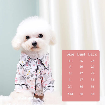 Elegant Floral Pet Pajamas - Luxury Sleepwear Jumpsuit for Small Dogs & Cats