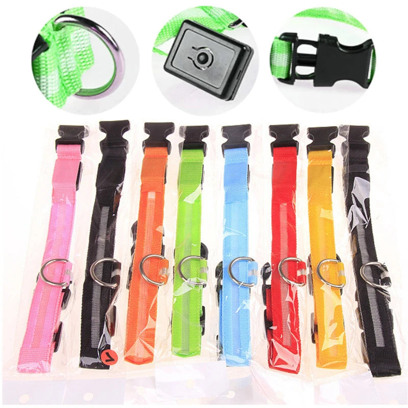 LED Safety Collar - USB Rechargeable Glowing Dog Collar for Night Visibility