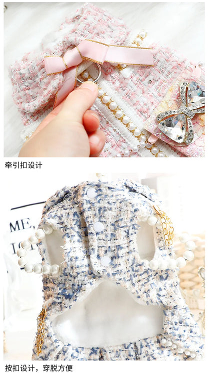 Pretty Princess Dress with Pearl Bowknot for Small Dogs & Cats