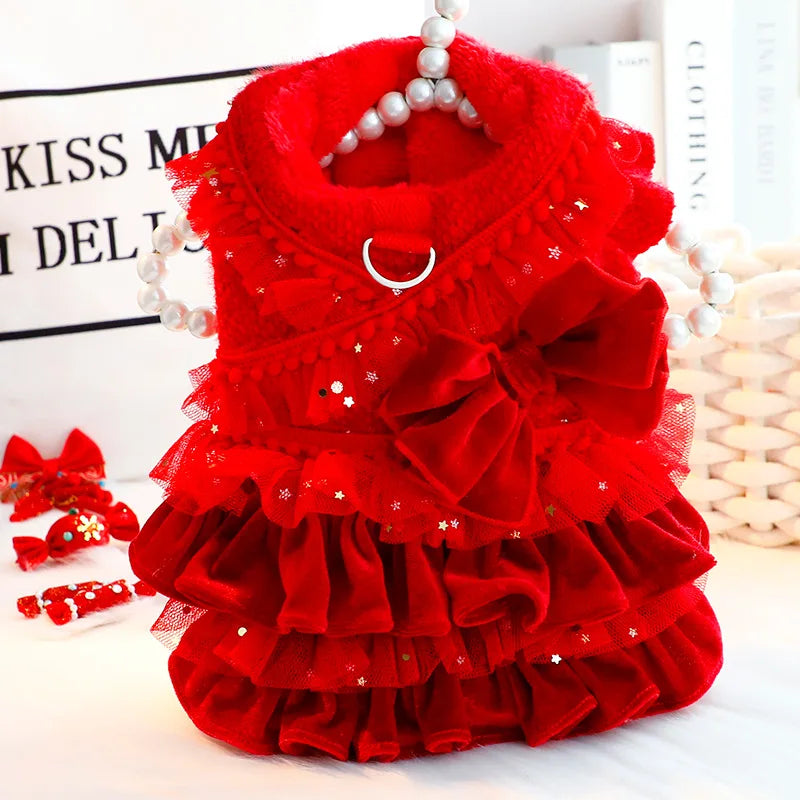 Luxury Multi-Layer Pleated Princess Coat - Designer Winter Jacket for Small Dogs & Cats