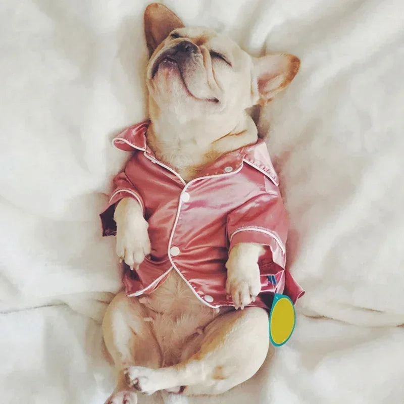 Luxury Silk-Touch Pajama Shirt - Premium Sleepwear for Small Dogs & Cats