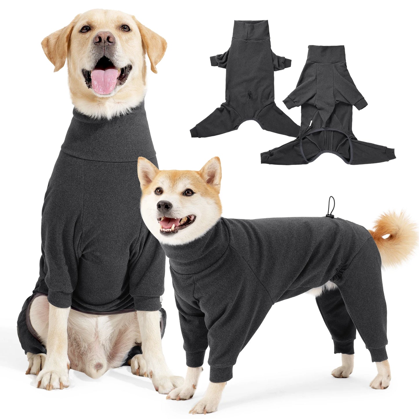 Cozy Fleece Dog Jumpsuit - Warm Winter Overalls for Large Dogs