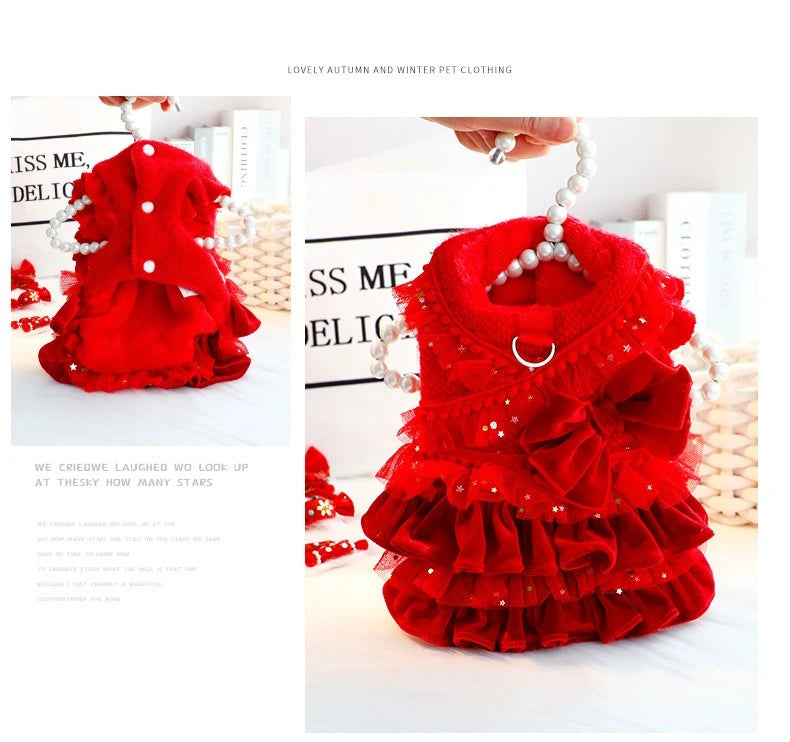Luxury Multi-Layer Pleated Princess Coat - Designer Winter Jacket for Small Dogs & Cats