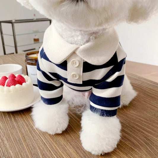Luxury Striped Polo Shirt - Summer Cooling Vest for Small & Medium Dogs