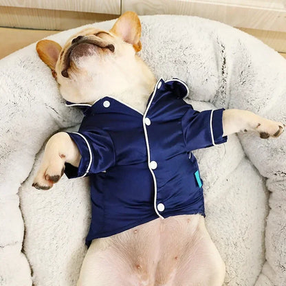 Luxury Silk-Touch Pajama Shirt - Premium Sleepwear for Small Dogs & Cats